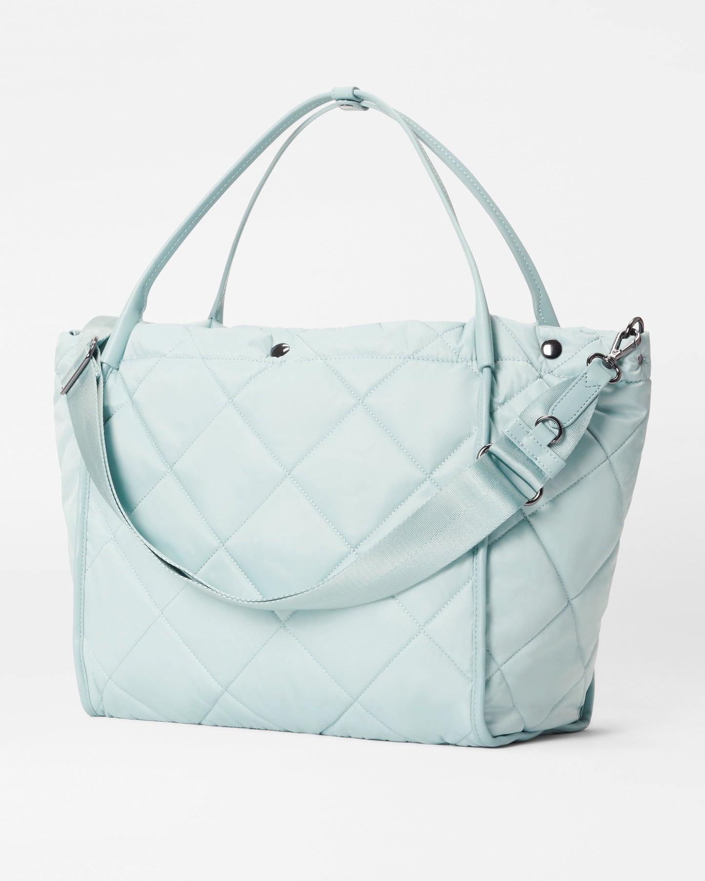 Quilted Large Madison Shopper Silver Blue Rec