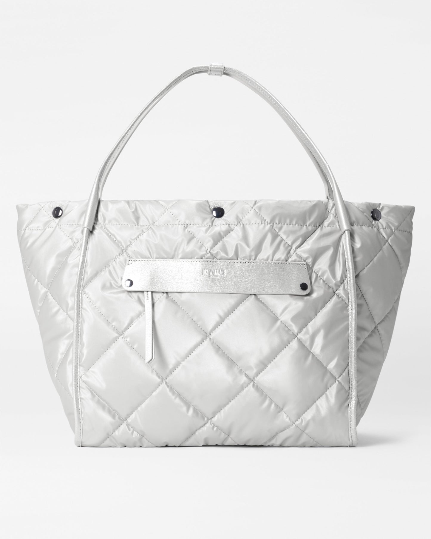 Quilted Large Madison Shopper Oyster Metallic