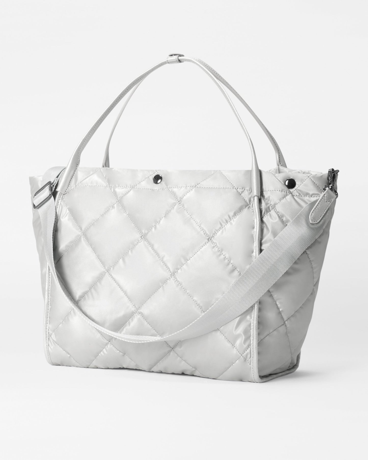 Quilted Large Madison Shopper Oyster Metallic