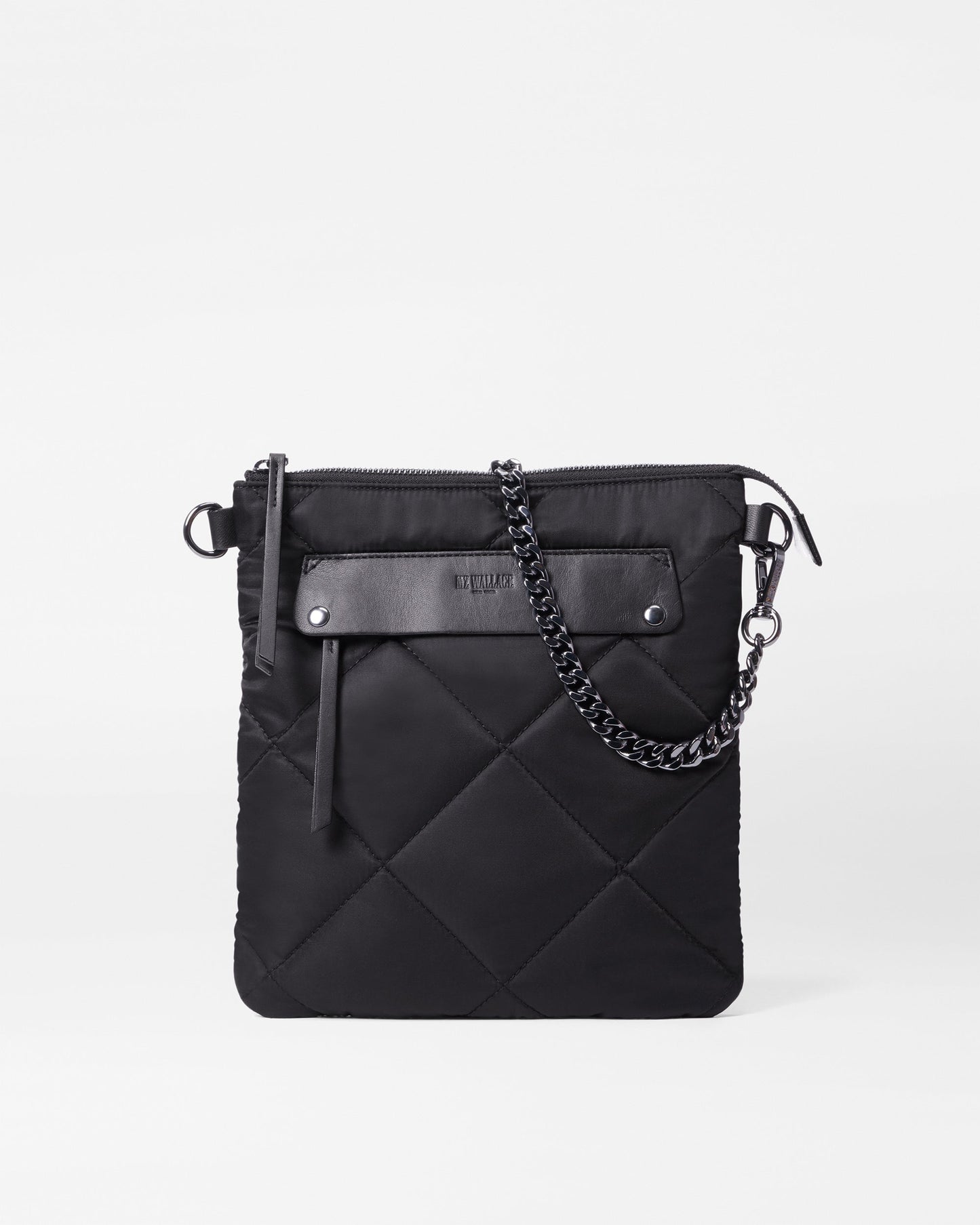 Quilted Flat Madison Crossbody Black Rec