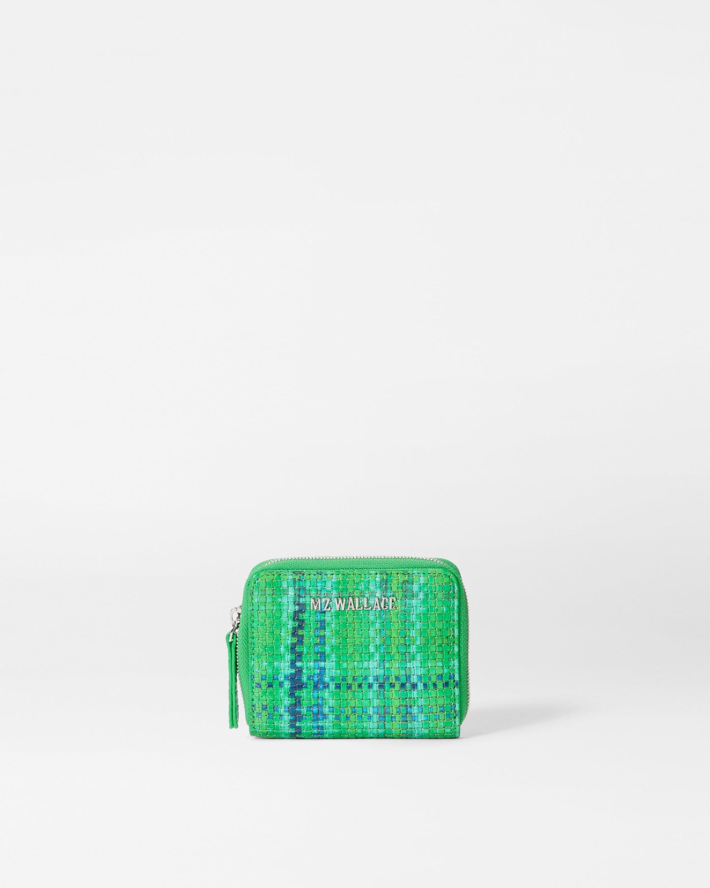 Small Zip Round Wallet Green Summer Plaid