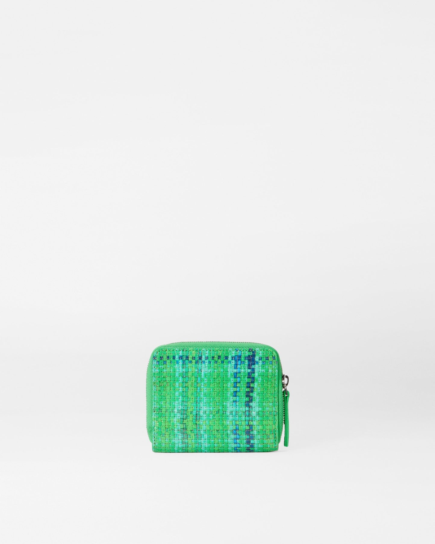 Small Zip Round Wallet Green Summer Plaid