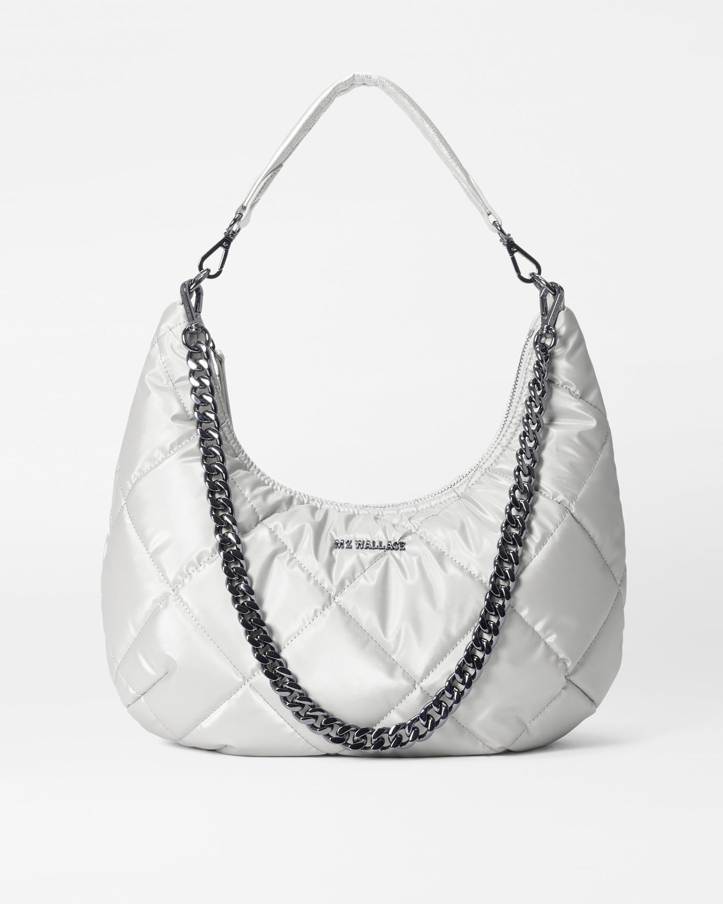 Quilted Madison Shoulder Bag Oyster Metallic