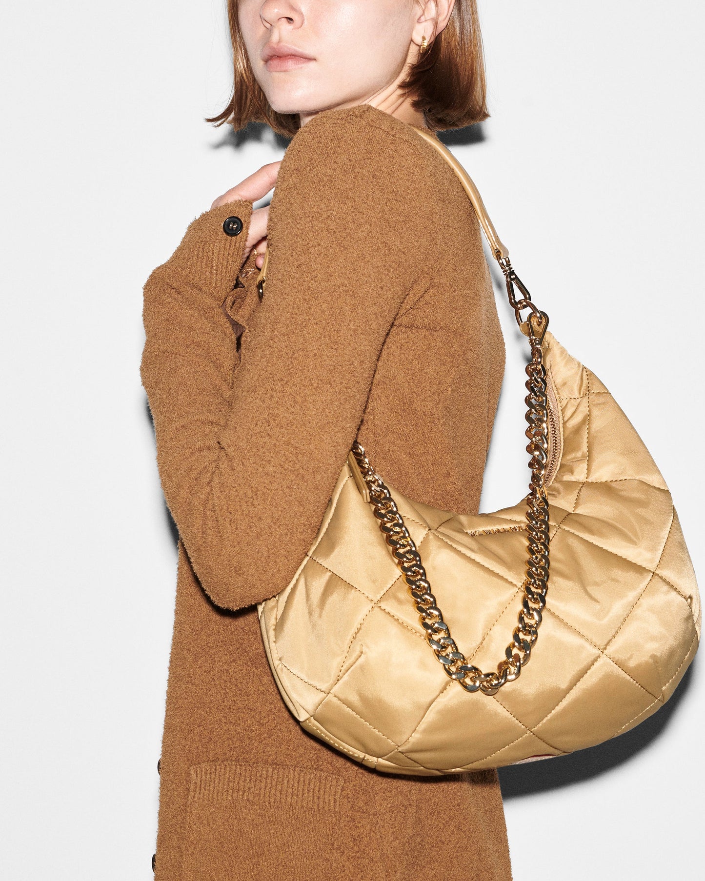 Quilted Madison Shoulder Bag Camel