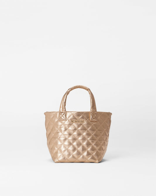 Micro Metro Tote Deluxe Honey Metallic Leather