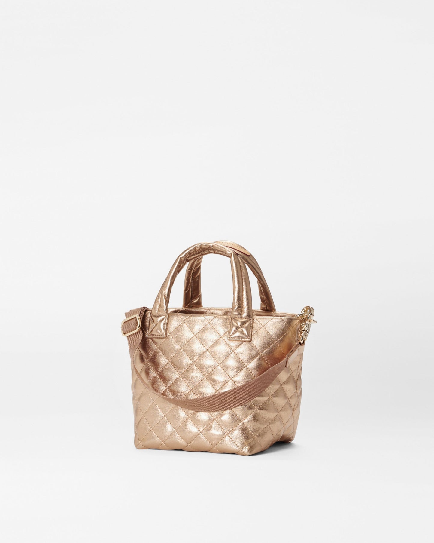 Micro Metro Tote Deluxe Honey Metallic Leather