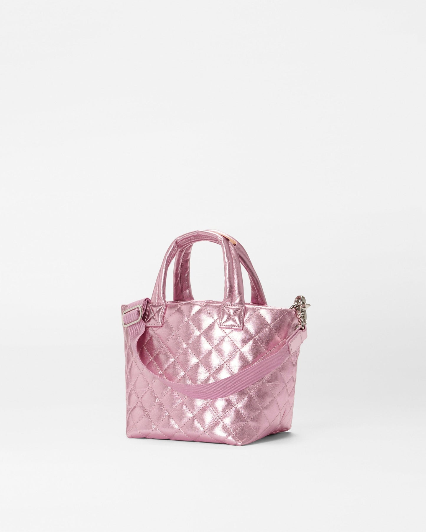 Micro Metro Tote Deluxe Rose Metallic Leather