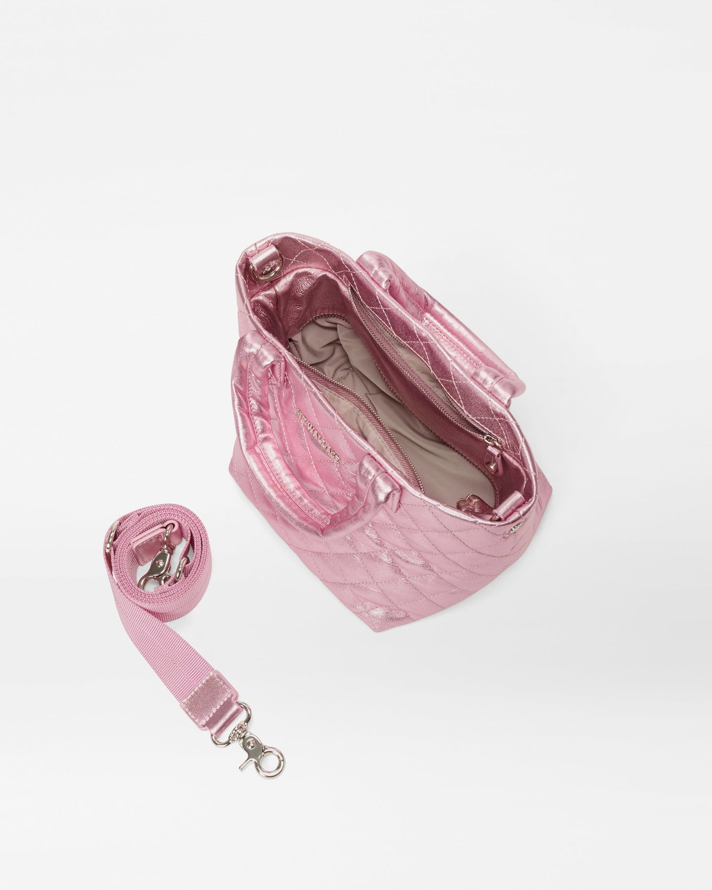 Micro Metro Tote Deluxe Rose Metallic Leather