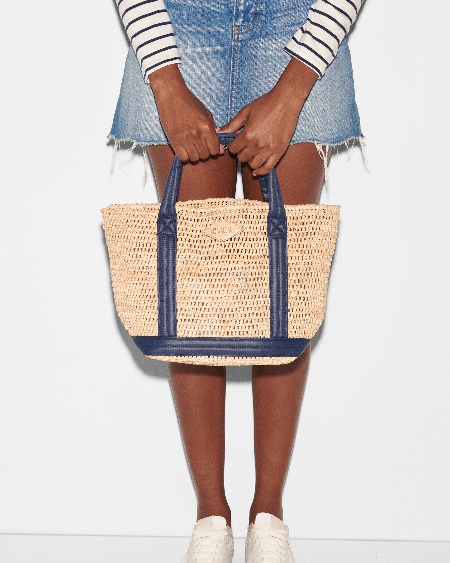 Small Raffia Tote Raffia / Navy