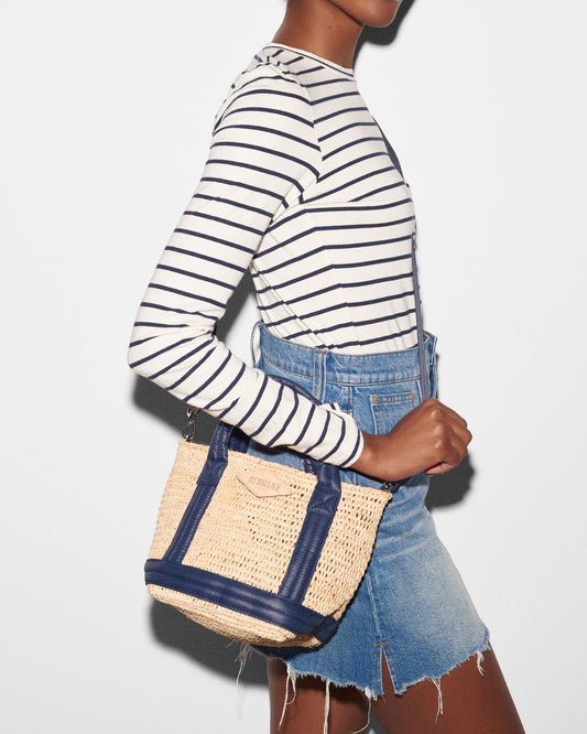 Mini Raffia Tote Raffia / Navy