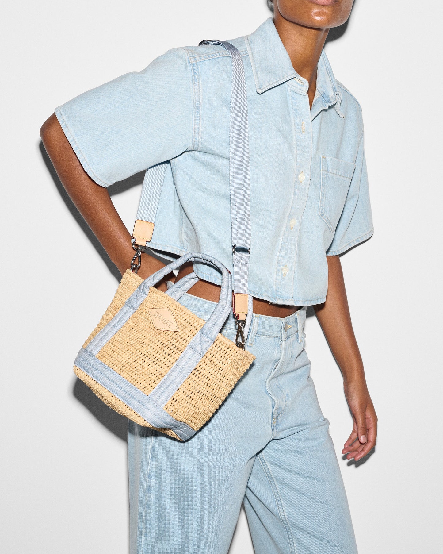 Mini Raffia Tote Raffia/Chambray