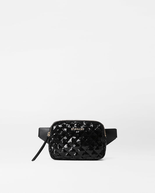 Quilted Madison Belt Bag Black Sequin