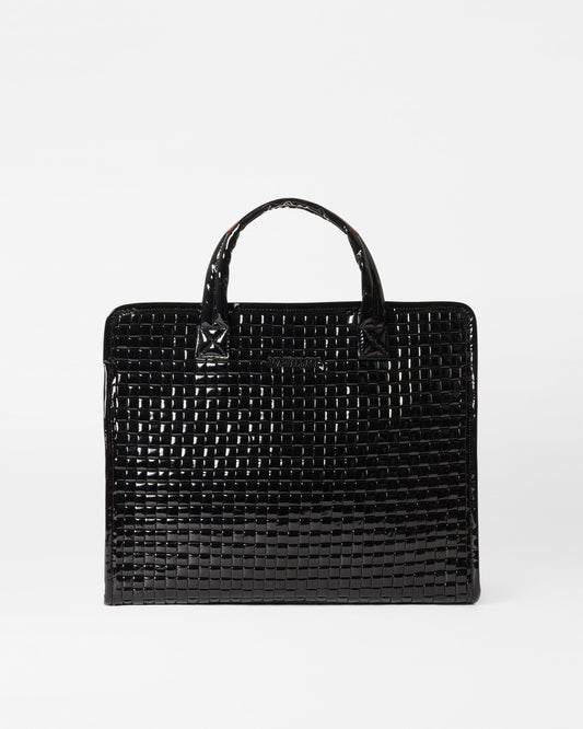 Medium Woven Box Tote Black Lacquer