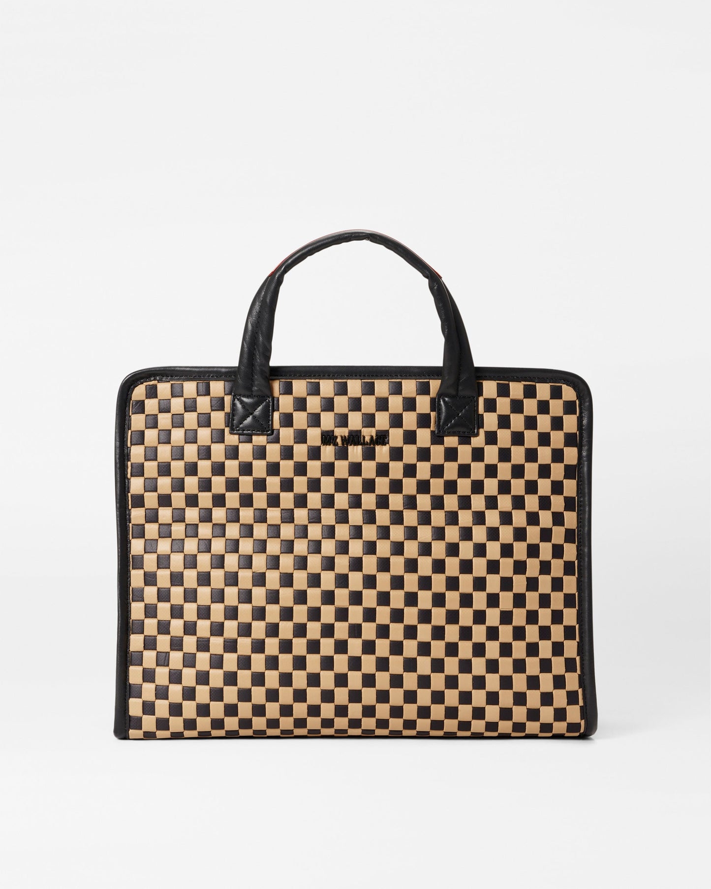 Medium Woven Box Tote Camel & Black