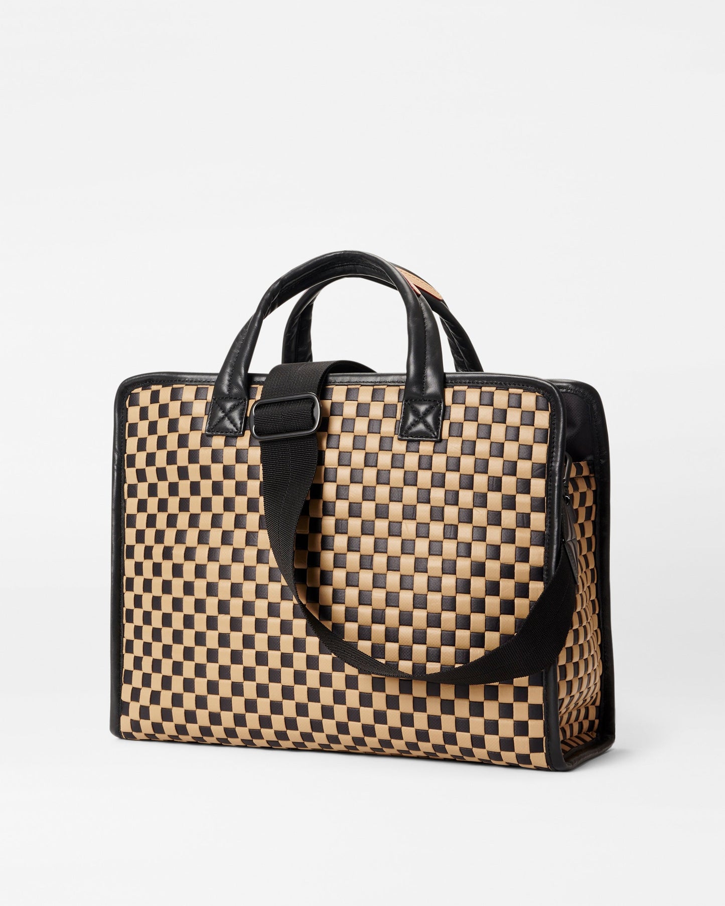 Medium Woven Box Tote Camel & Black