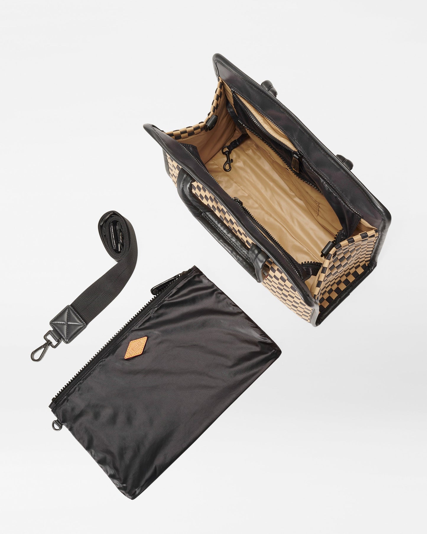 Medium Woven Box Tote Camel & Black