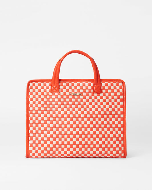 Medium Woven Box Tote Sandshell/Poppy Woven