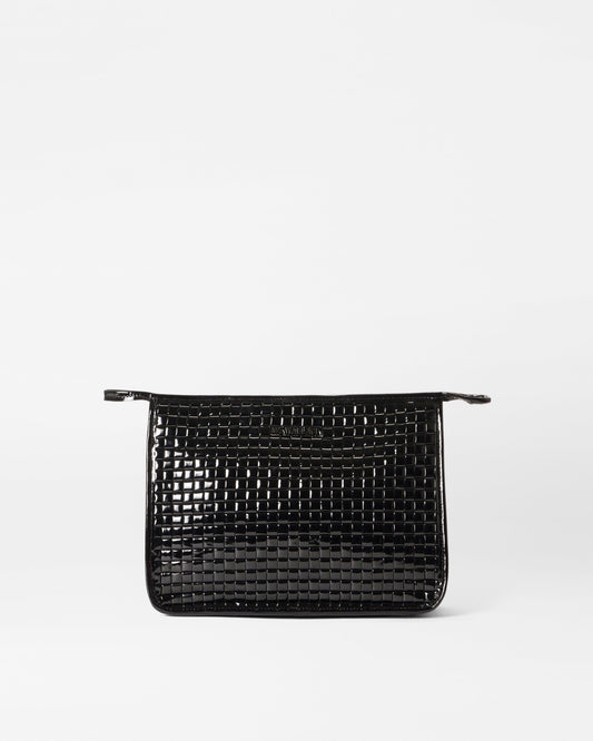 Woven Metro Clutch Black Lacquer