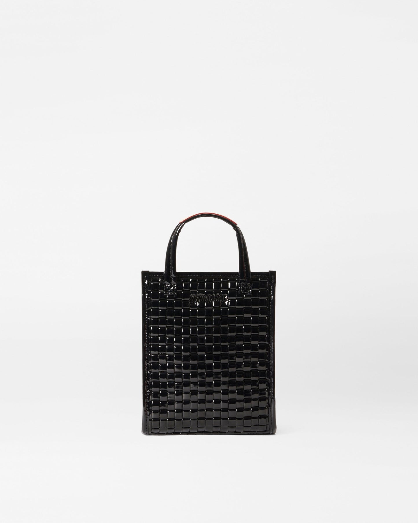 Micro Woven Box Tote Black Lacquer