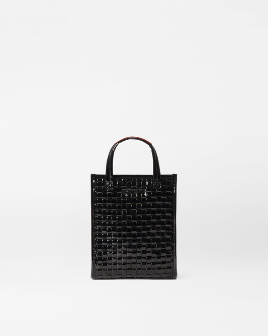 Micro Woven Box Tote Black Lacquer