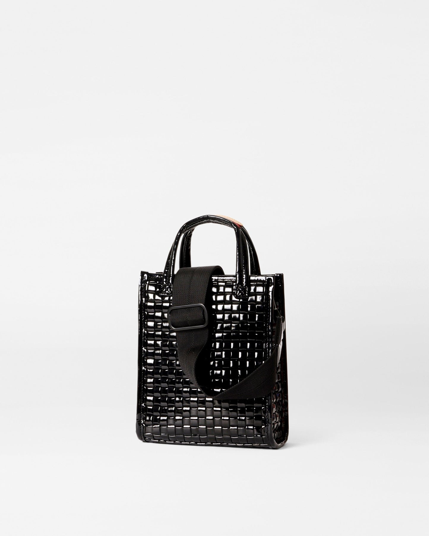 Micro Woven Box Tote Black Lacquer