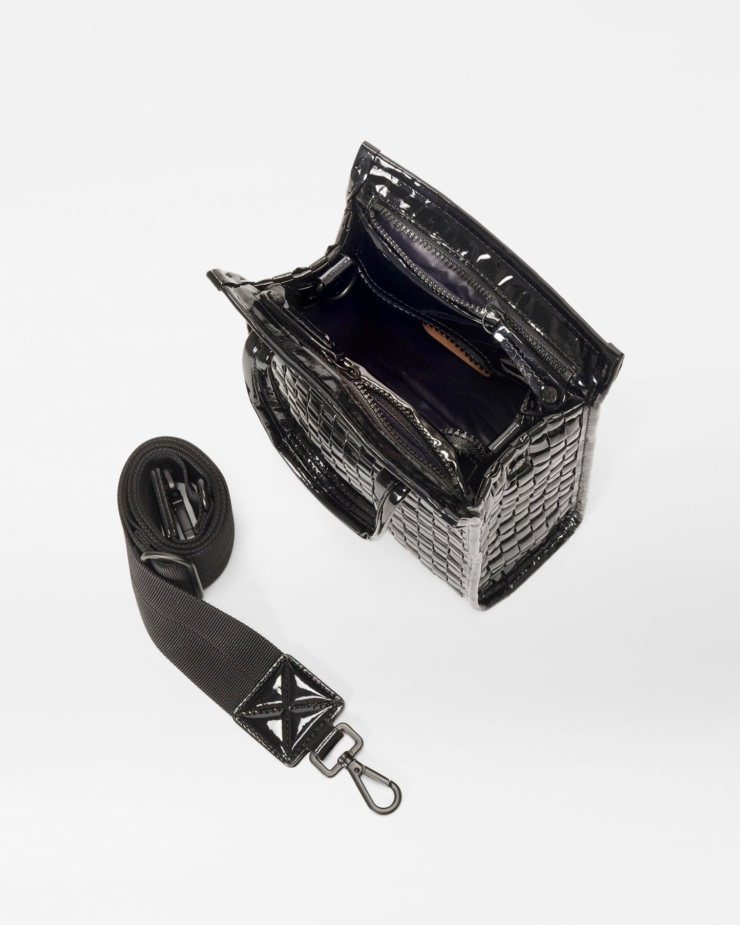 Micro Woven Box Tote Black Lacquer