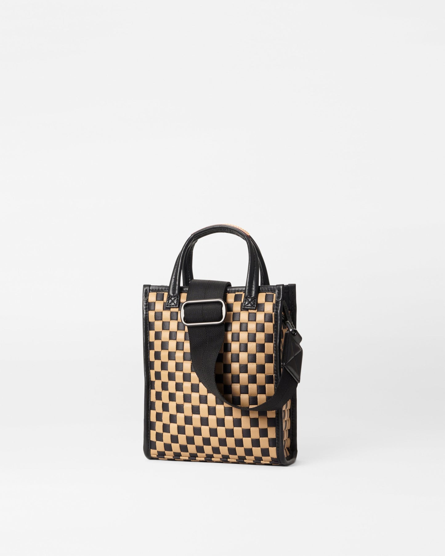 Micro Woven Box Tote Camel & Black