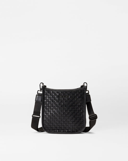 Small Woven Box Crossbody Woven Black Leather