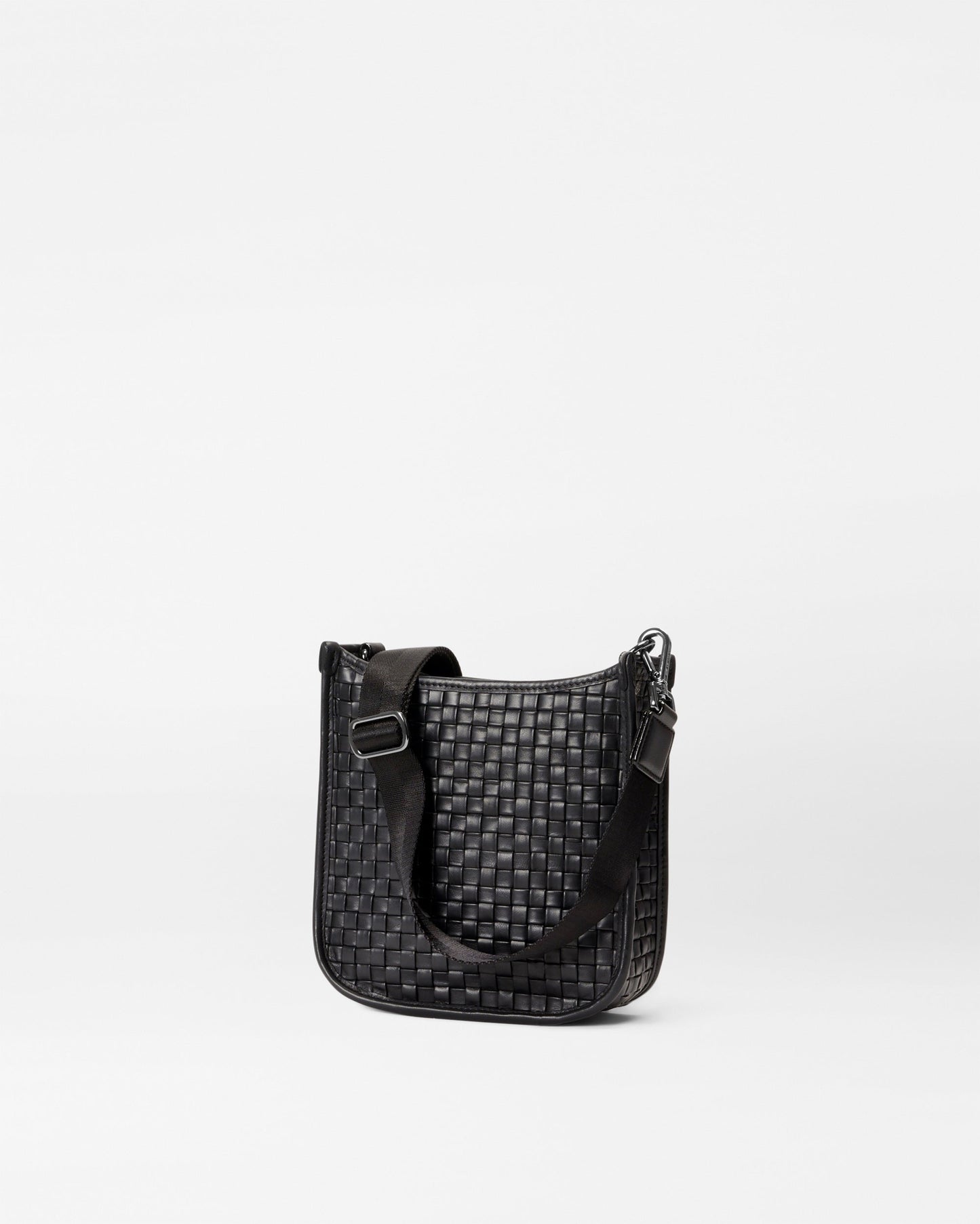 Small Woven Box Crossbody Woven Black Leather