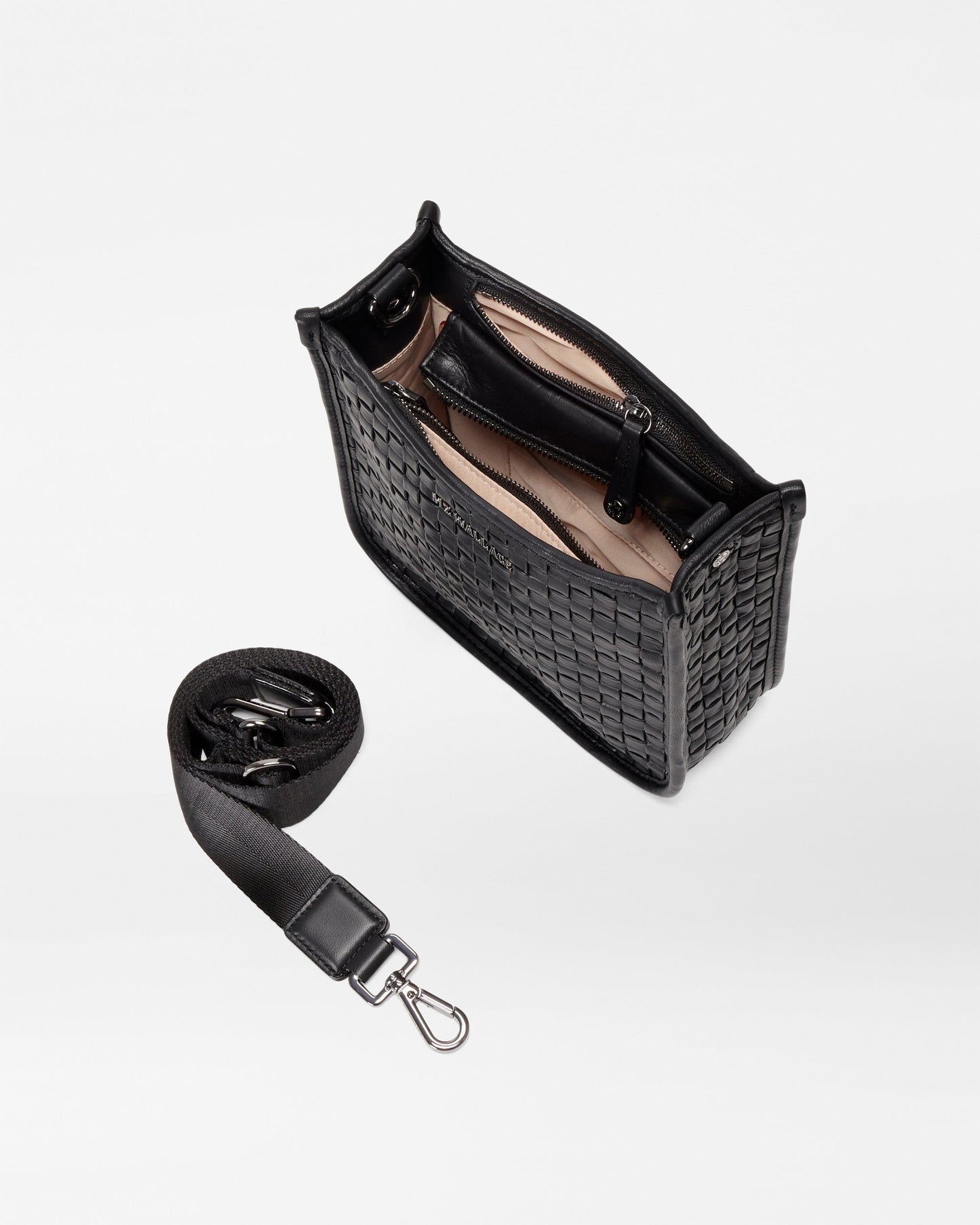 Small Woven Box Crossbody Woven Black Leather