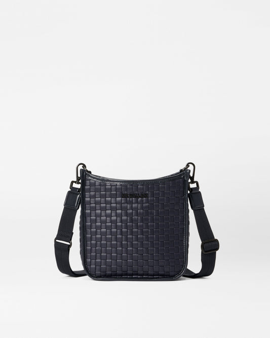 Small Woven Box Crossbody Black