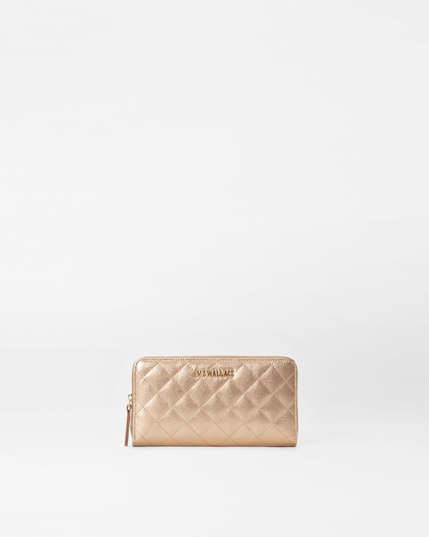 Long Zip Round Wallet Honey Metallic Leather