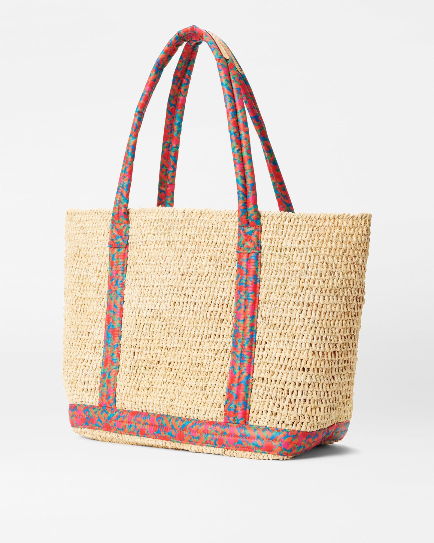 Medium Raffia Tote Raffia/Poppy Print