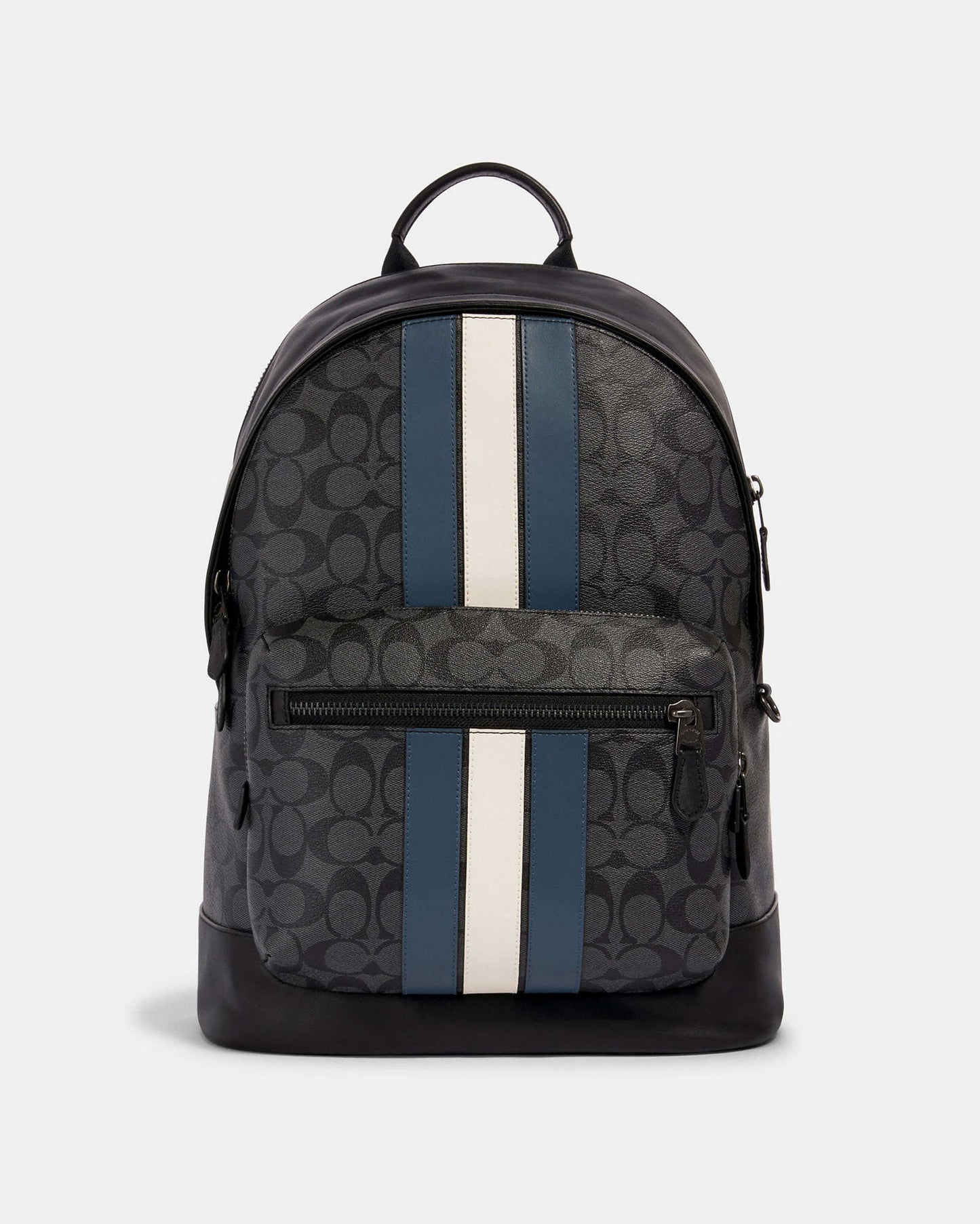 West Backpack In Signature Canvas With Varsity Stripe