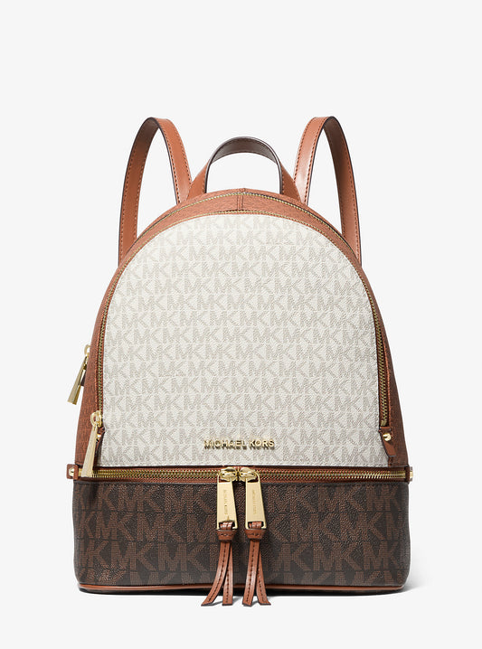 Rhea Medium Color-Block Logo Backpack