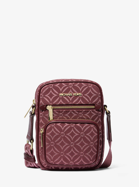 Jet Set Medium Metallic Logo Jacquard Crossbody Bag