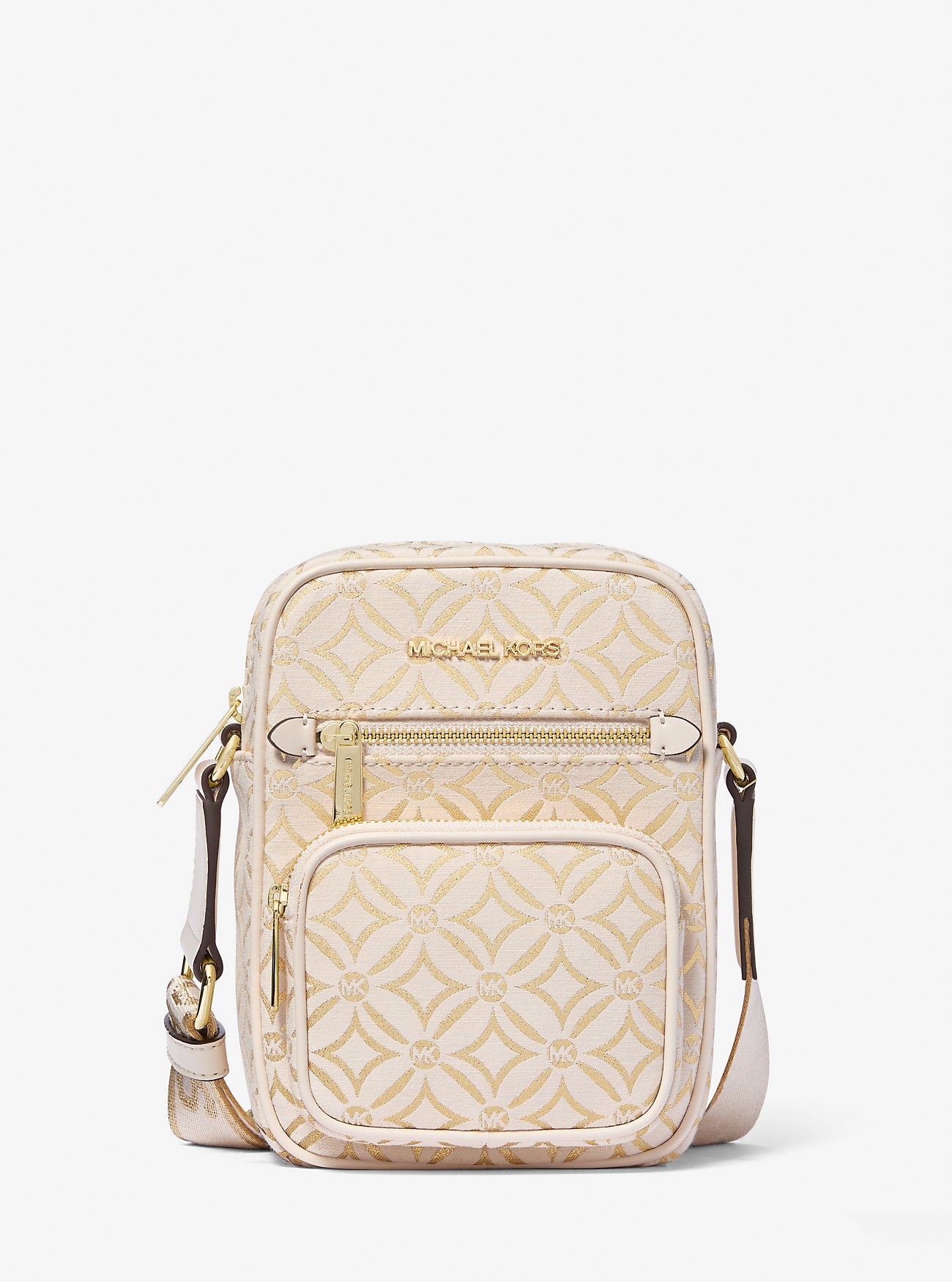 Jet Set Medium Metallic Logo Jacquard Crossbody Bag