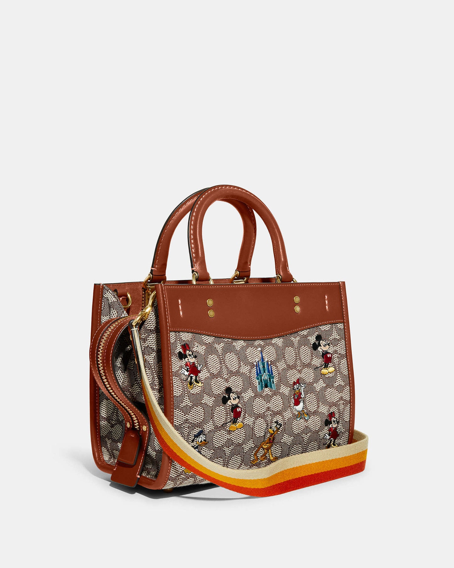 Disney X Coach Rogue 25 In Signature Textile Jacquard With Mickey Mouse And Friends Embroidery