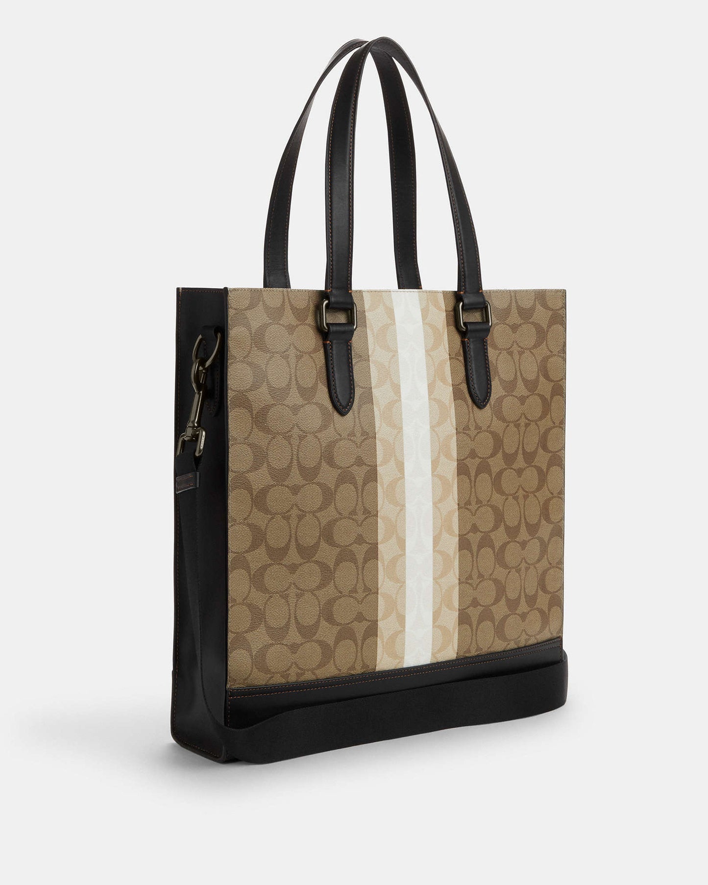 Graham Structured Tote In Blocked Signature Canvas With Varsity Stripe