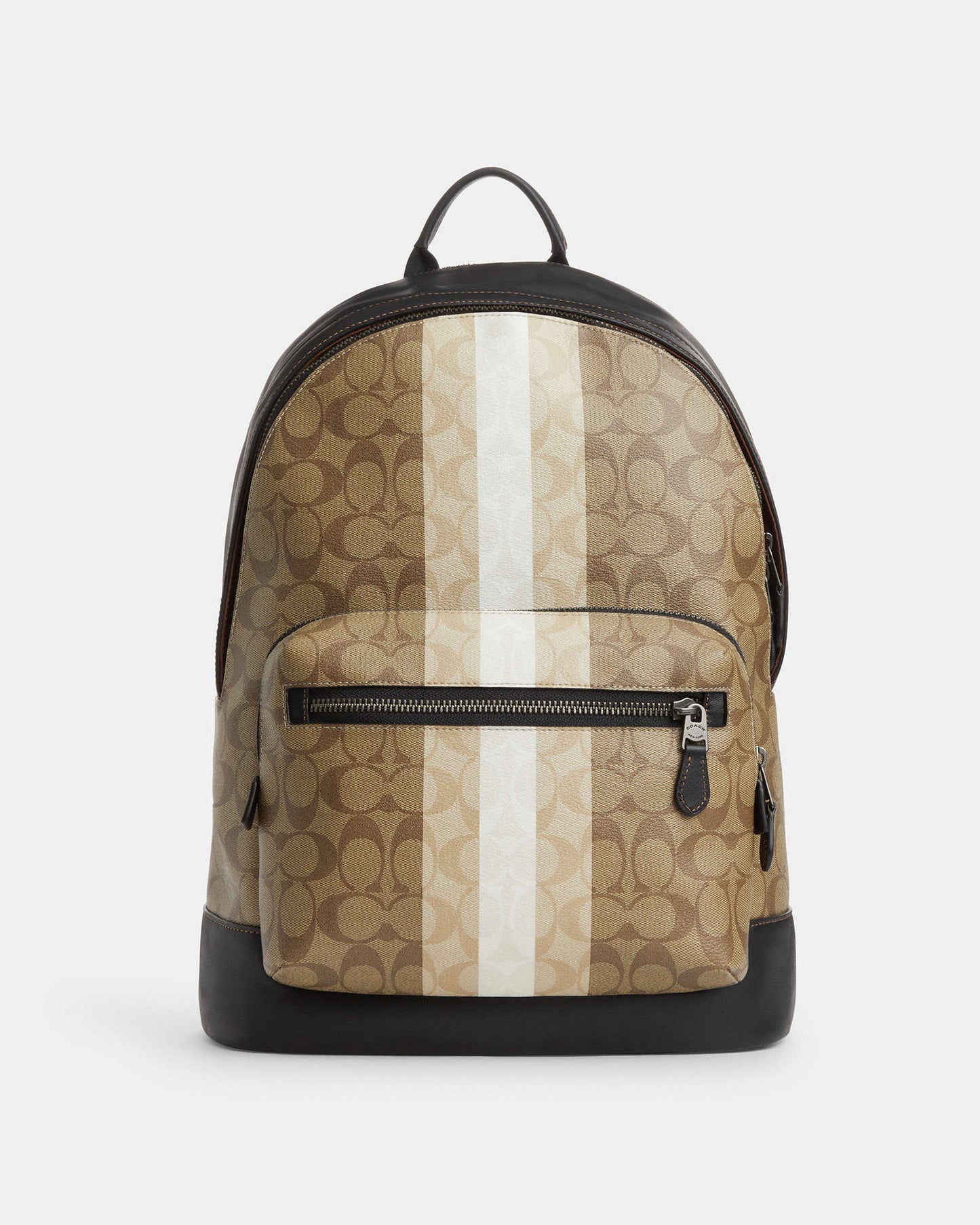 West Backpack In Blocked Signature Canvas With Varsity Stripe