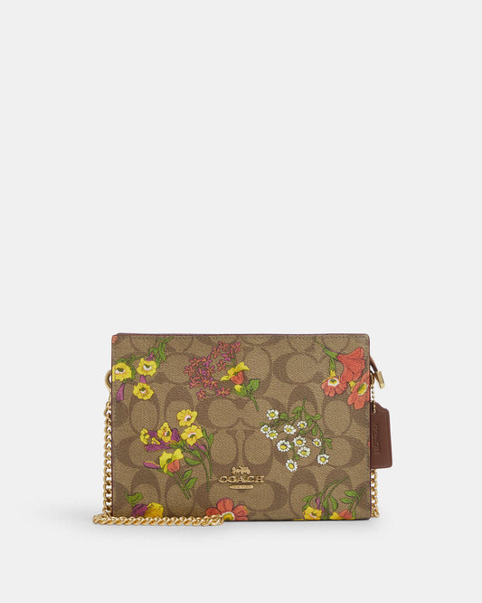 Slim Crossbody In Signature Canvas With Floral Print