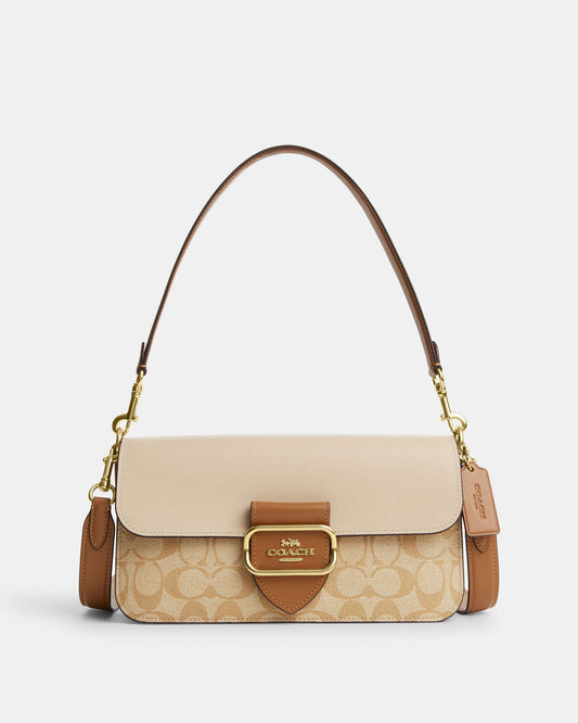 Morgan Shoulder Bag In Blocked Signature Canvas