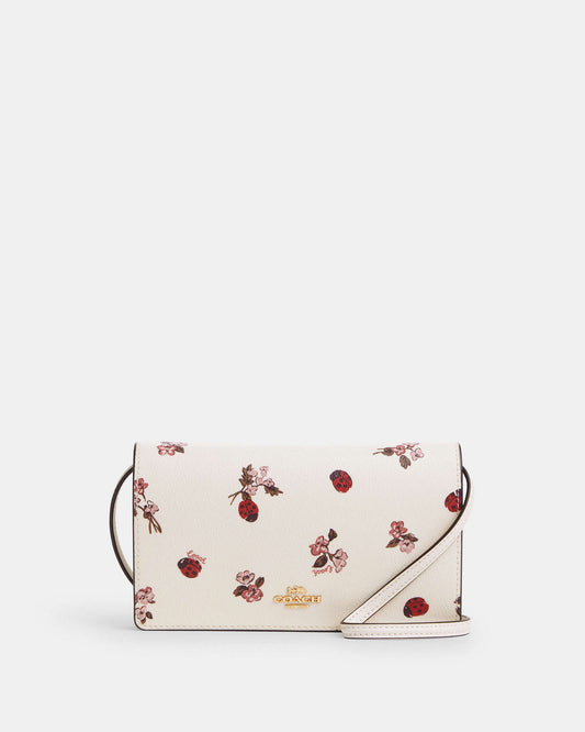 Anna Foldover Clutch Crossbody With Ladybug Floral Print