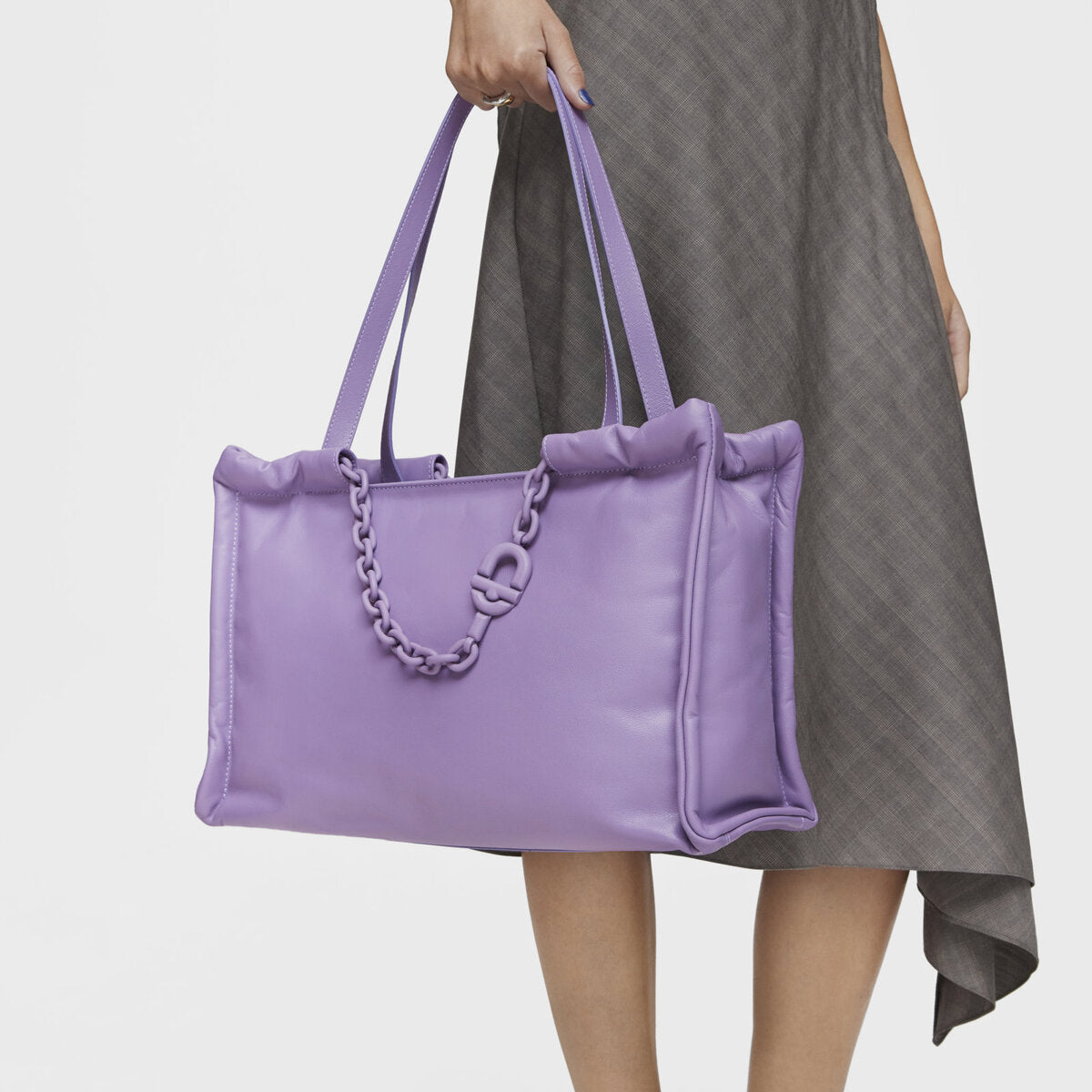 Shopper grande de piel lila TOUS MANIFESTO