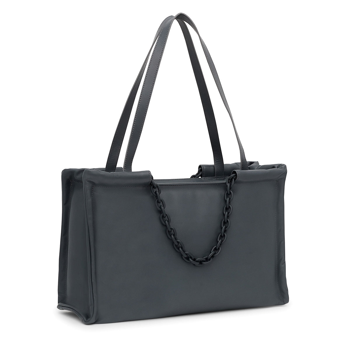 Shopper grande de piel gris oscuro TOUS MANIFESTO